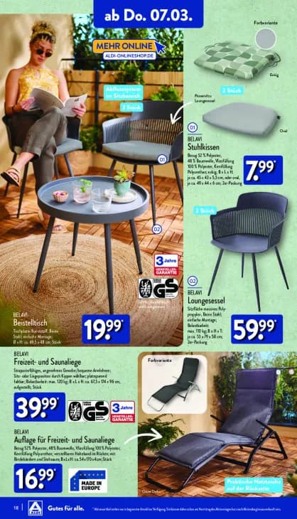 Auflage für Freizeit- und Saunaliege