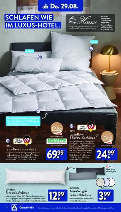 Kissenbezug für Seitenschläferkissen