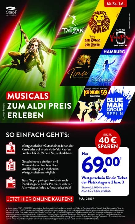 Wertgutschein für ein Musical-Ticket