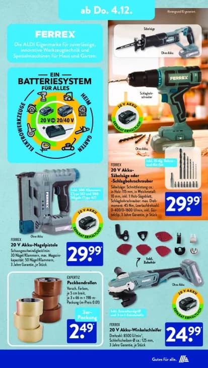 20 V Akku-Säbelsäge oder -Schlagbohrschrauber