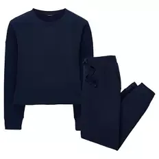 Damen Waffle-Pyjama, Marineblau, S 36/38